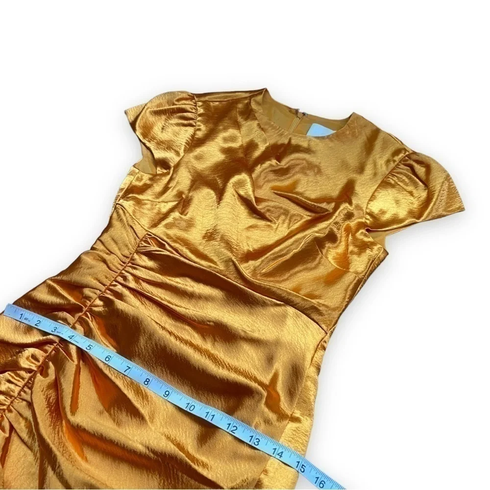 𝅺cinq a Sept Natalia Short Sleeve Satin Mini Dress in Citrine Orange | Size 0
